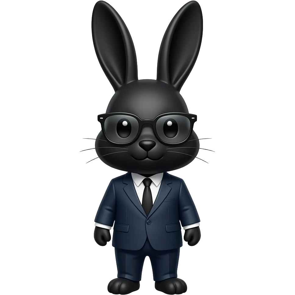 black bunny w/ glasses in suit emoji