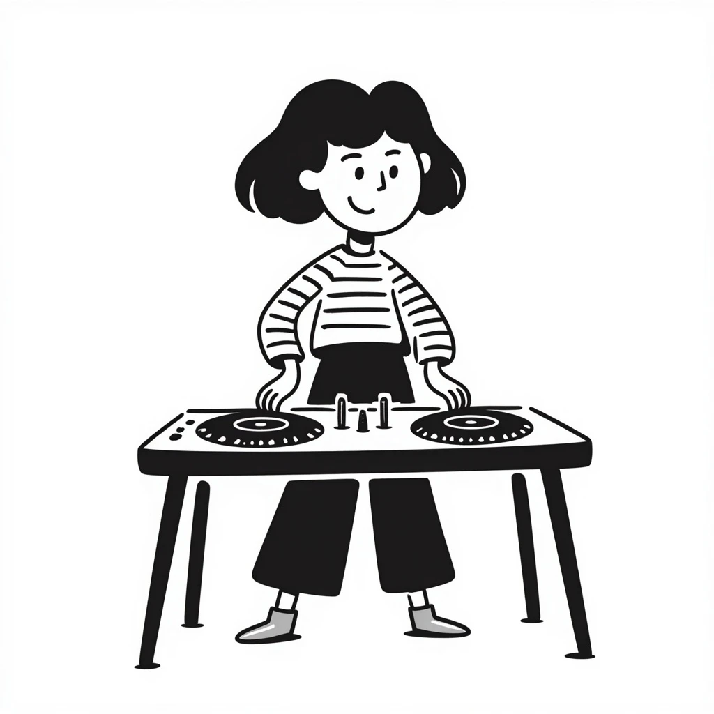 girl playing DJ set emoji