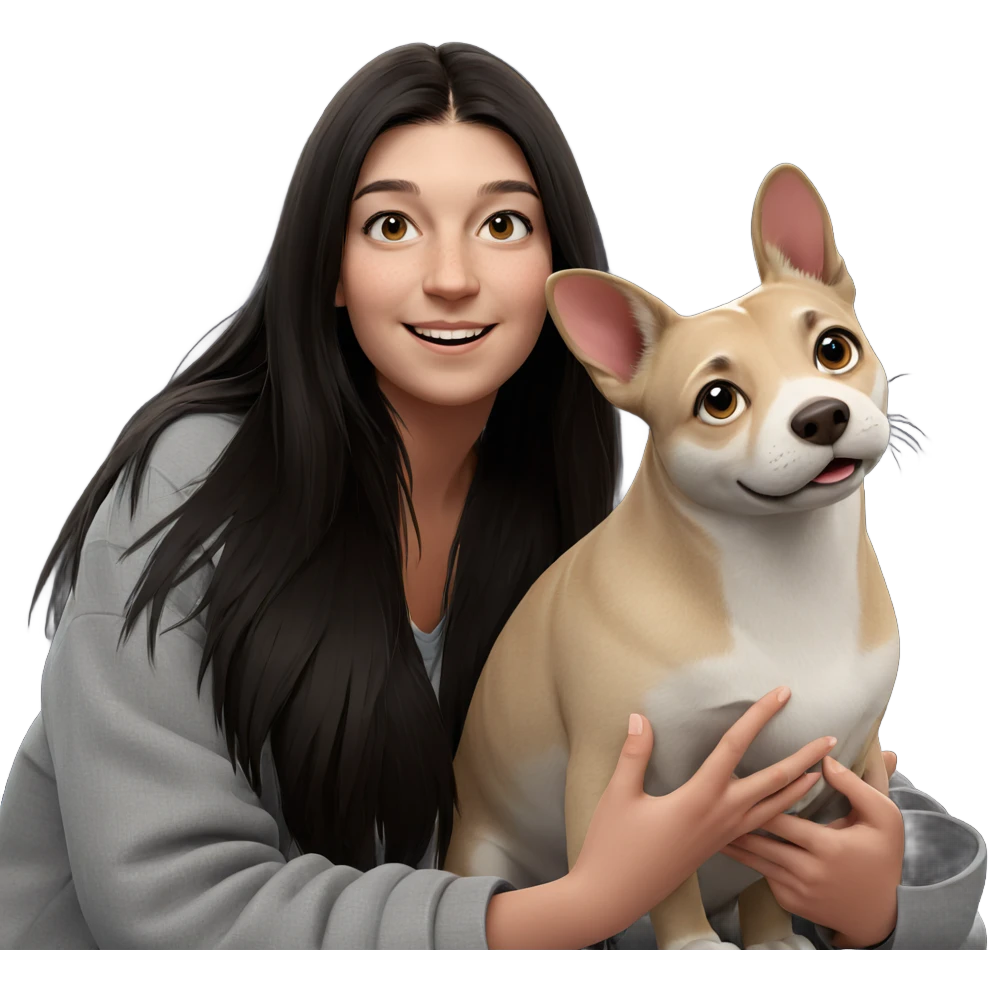 smiling girl with animal companion emoji