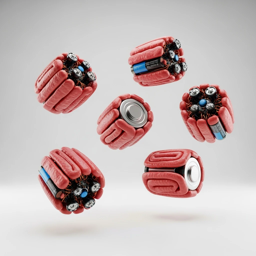 6 BATTERI INTESTINALI BORDEAUX FLUTTUANO IN ARIA, IPERREALISTICO 4K, ISOLATI SU SFONDO BIANCO emoji