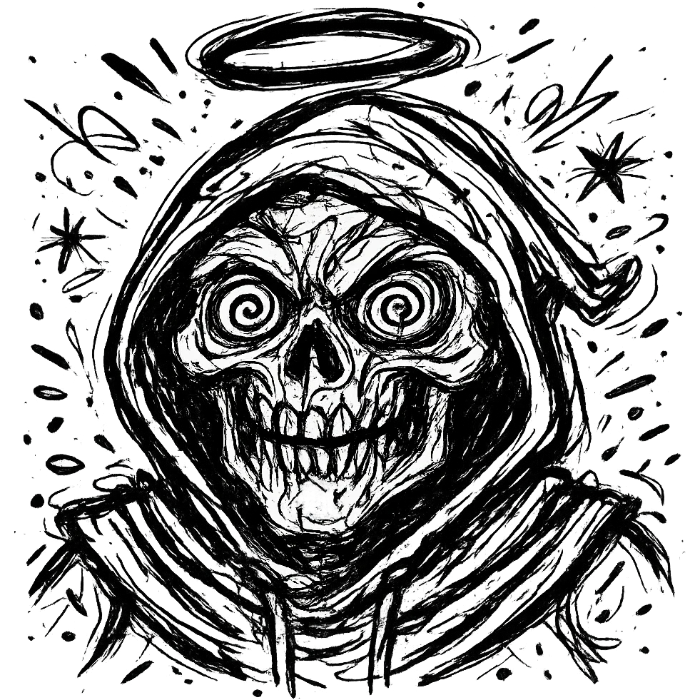 Add a golden ring floating a little above Skeletor's head, keep the rest unchanged, with no background emoji