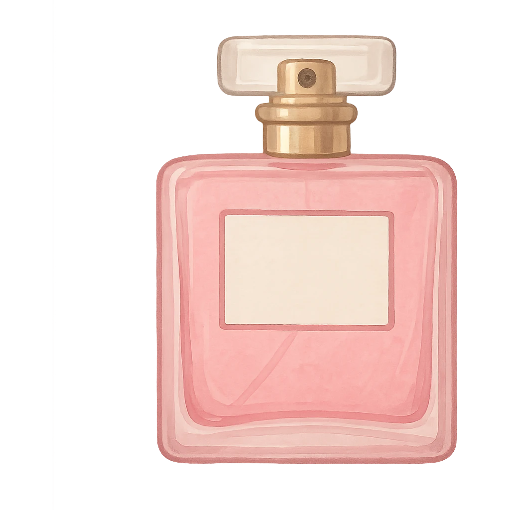 pink perfume bottle, digital illustration, no background emoji