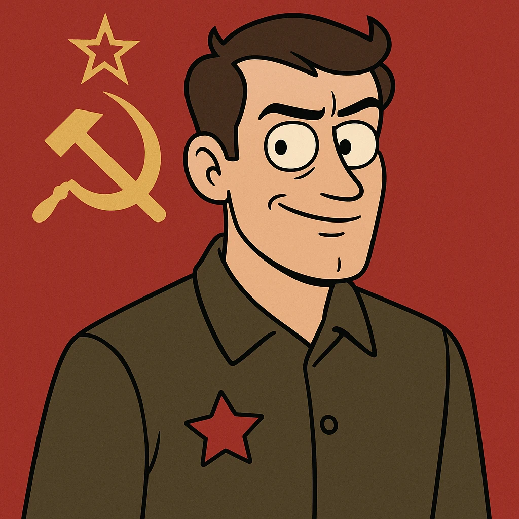 USSR flag, deep red, gold hammer and sickle and star in upper hoist-side corner, classic, clean lines emoji