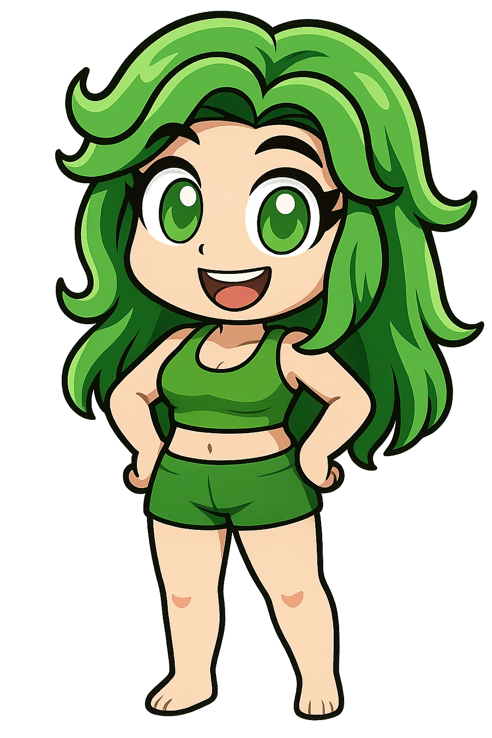 Extract the full body of the girl character from the image, preserving the same cartoon style and quality, with a transparent background. emoji