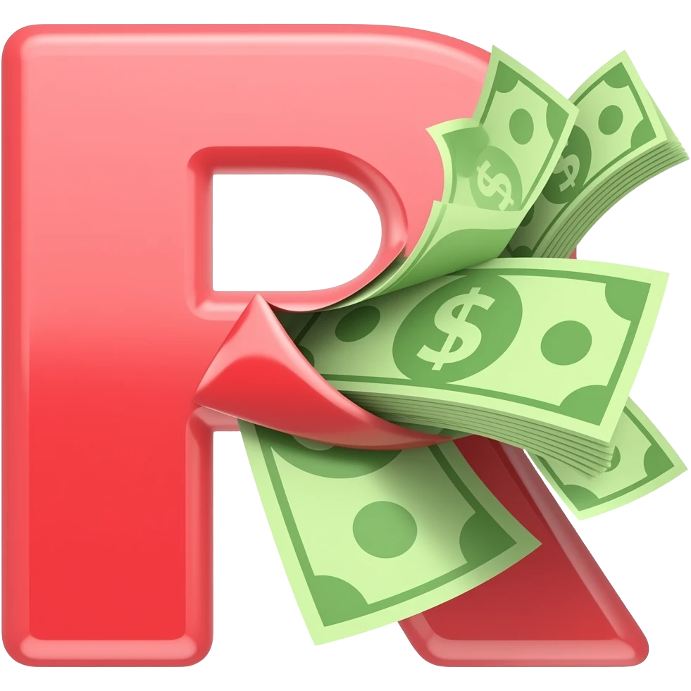 money flying out of a red R emoji