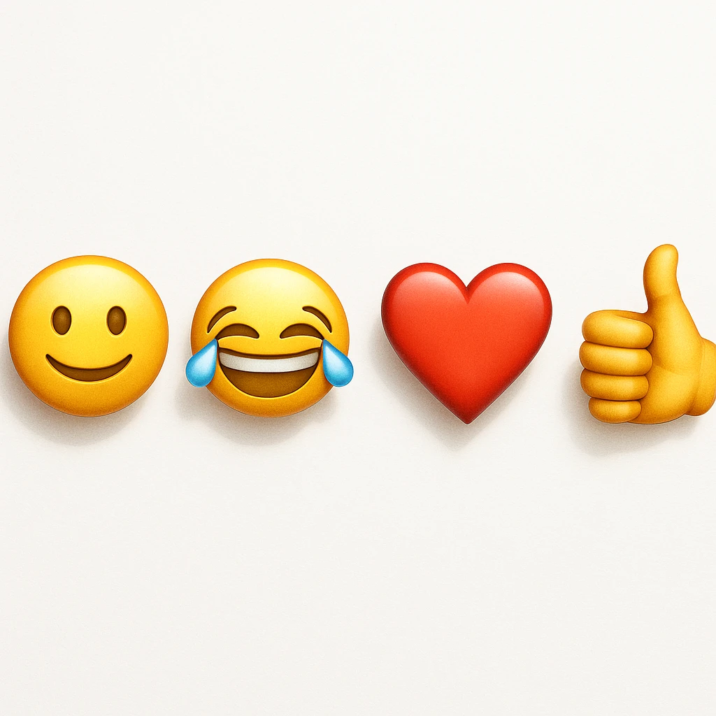 make four emojis on white background with good amount of shadow  emoji