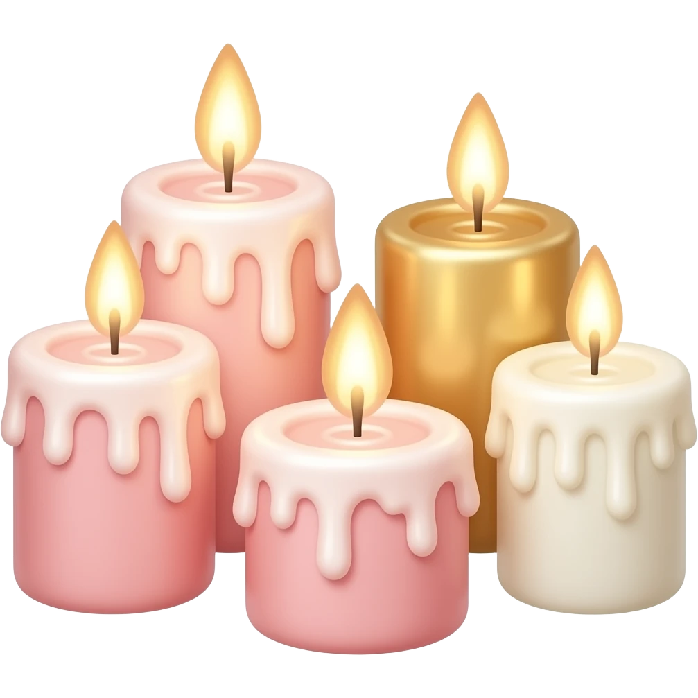 Pastel Reddish-pinkish and gold and white romantic lush sensual warm-colored vintage candles emoji