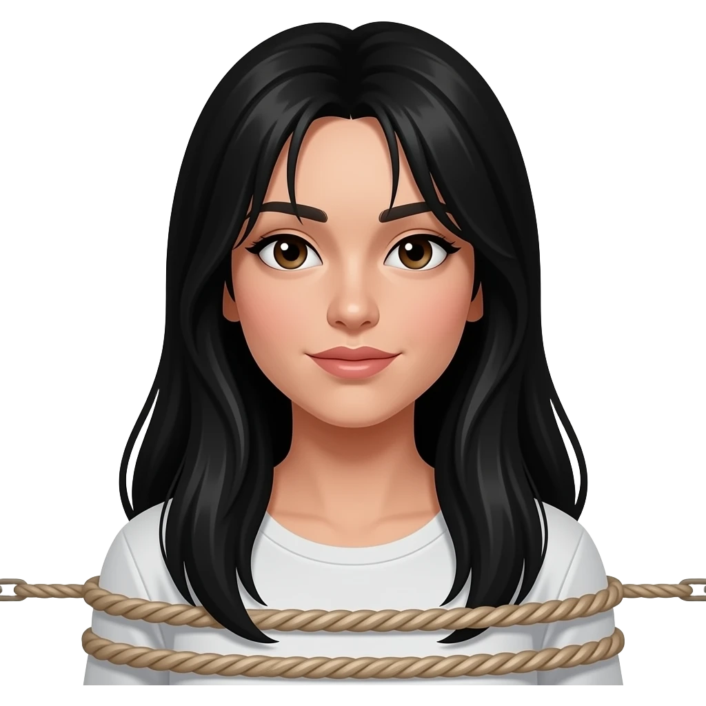 Woman restraint Long Black hair emoji