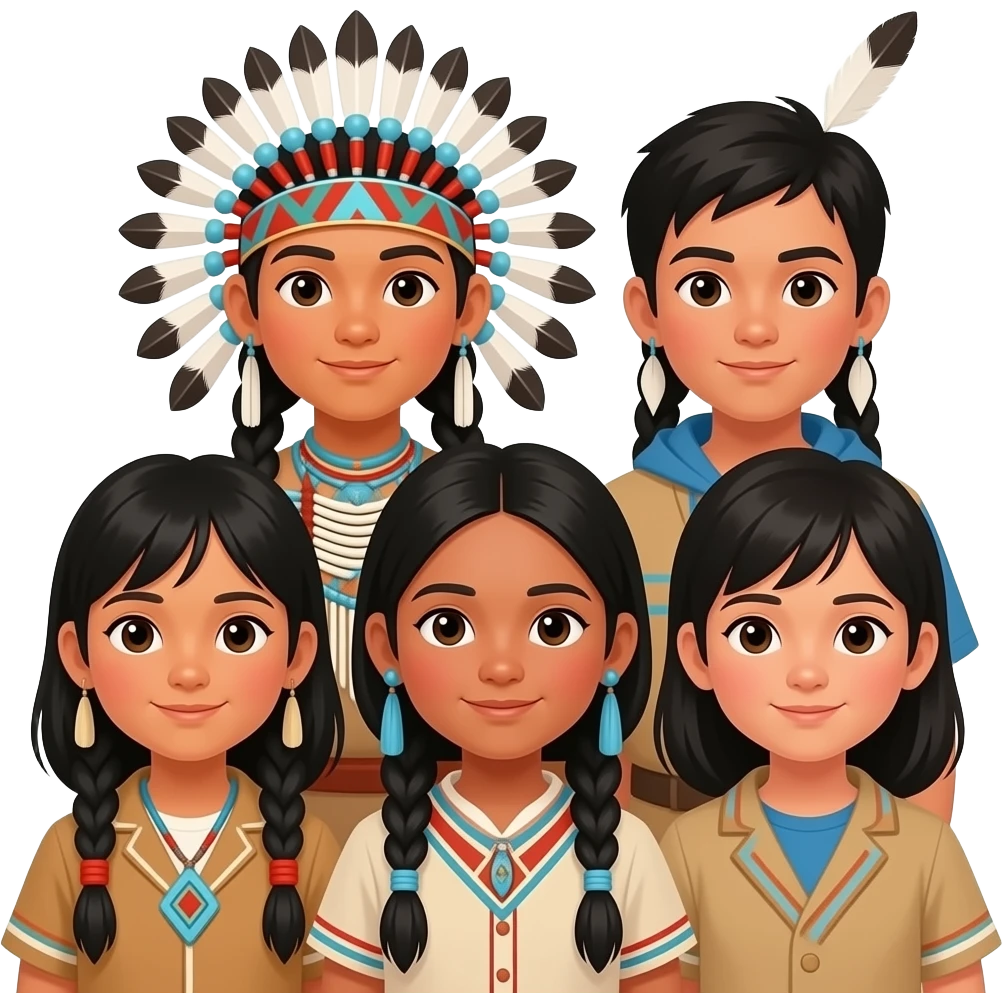 Native American group of children emoji