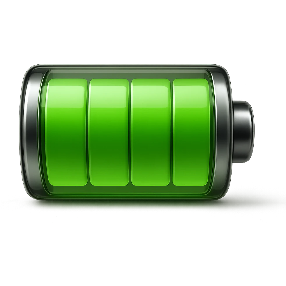 emoji stile iphone di batteria carica in verde, iperrealistico 4k emoji