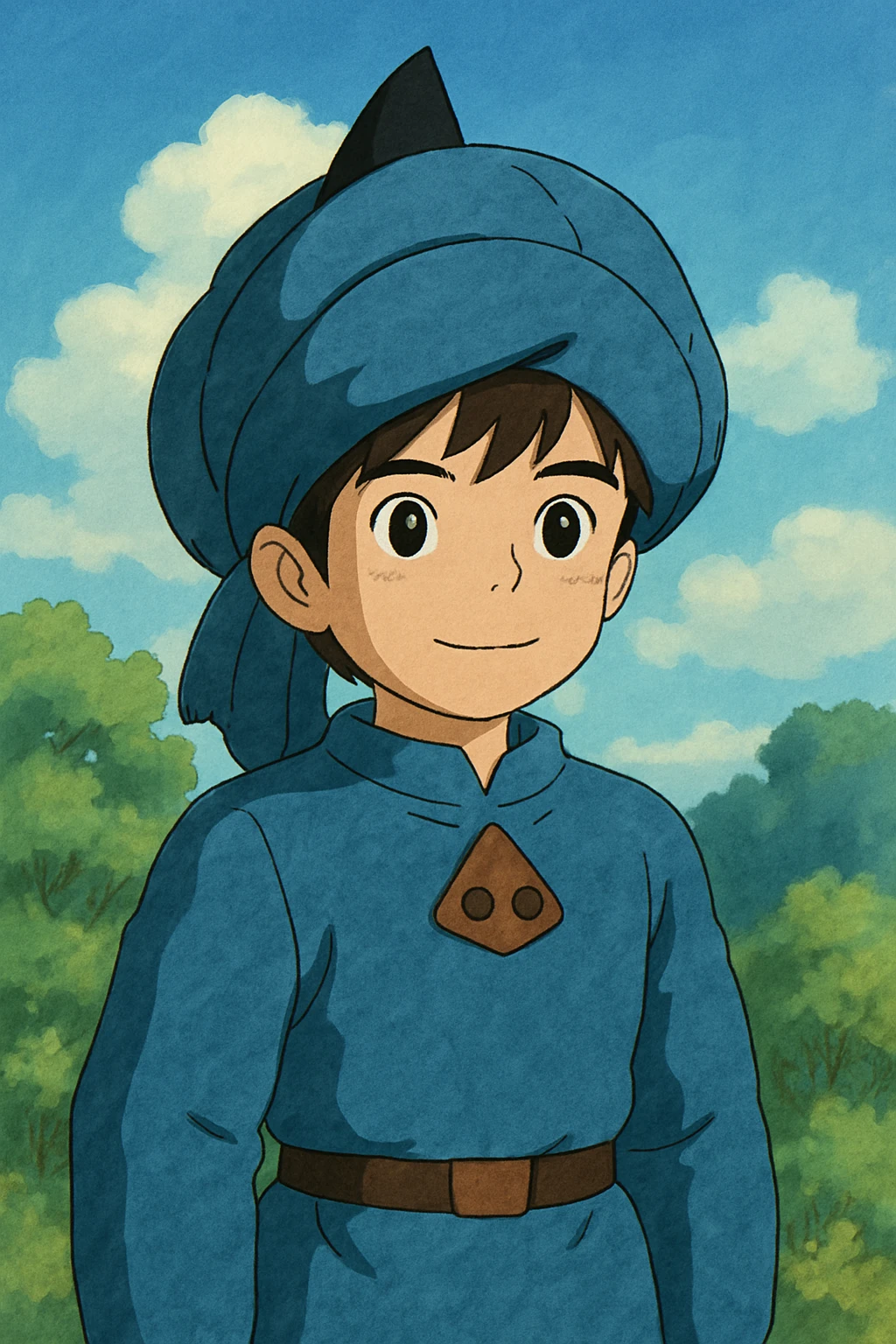 A boy brown hair black eyes turbi x costume emoji