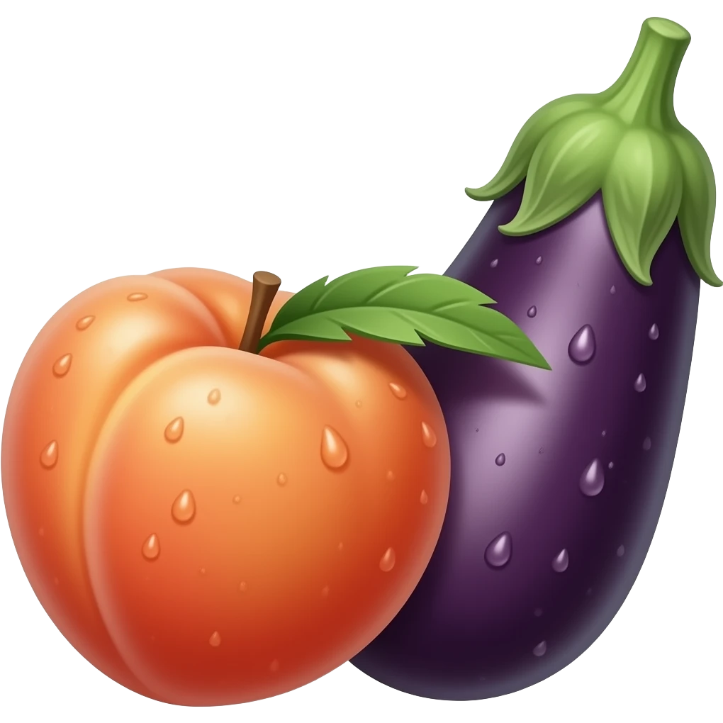 perzik en aubergine, wat pittiger en vuriger en natter, hartstochtelijke emoji