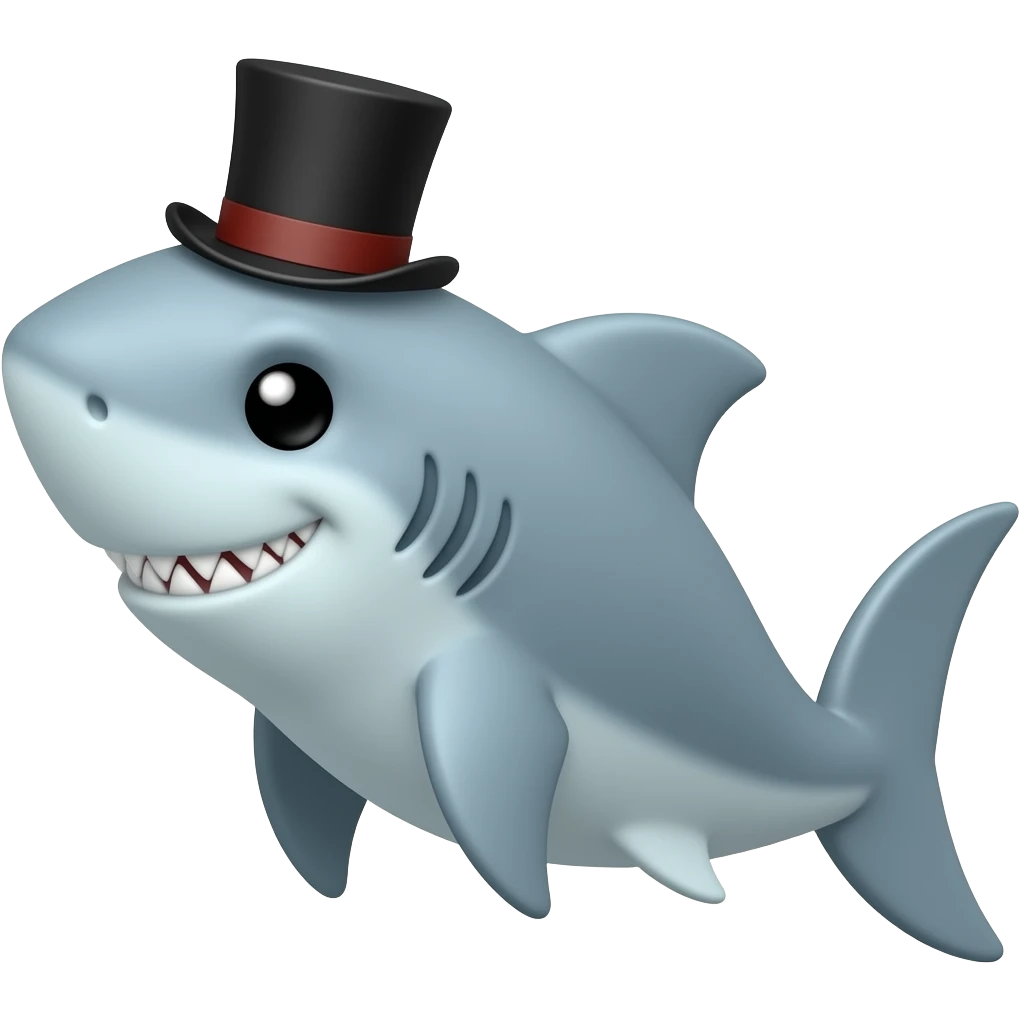 Shark with a top hat emoji