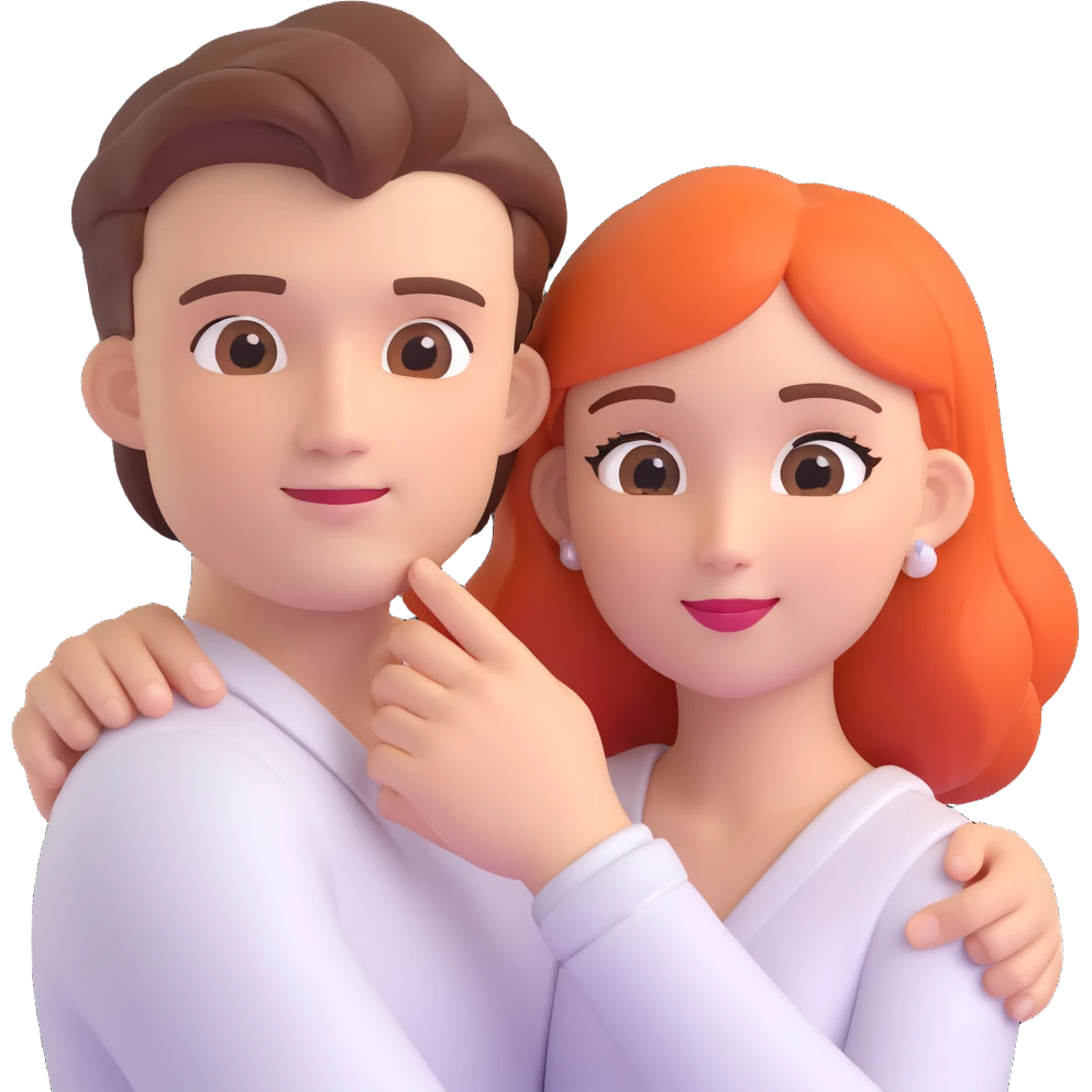 couple posing, close up pose, living room background emoji