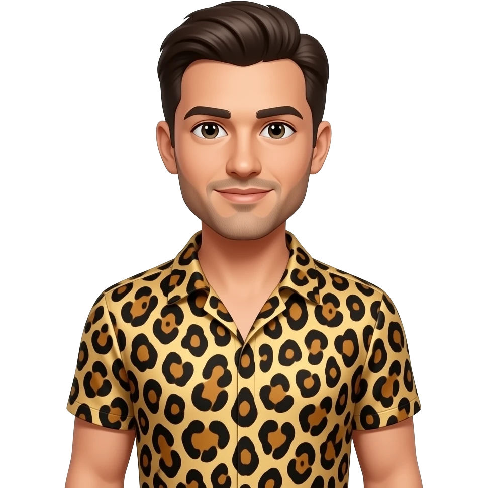 man with a leopard print dress emoji