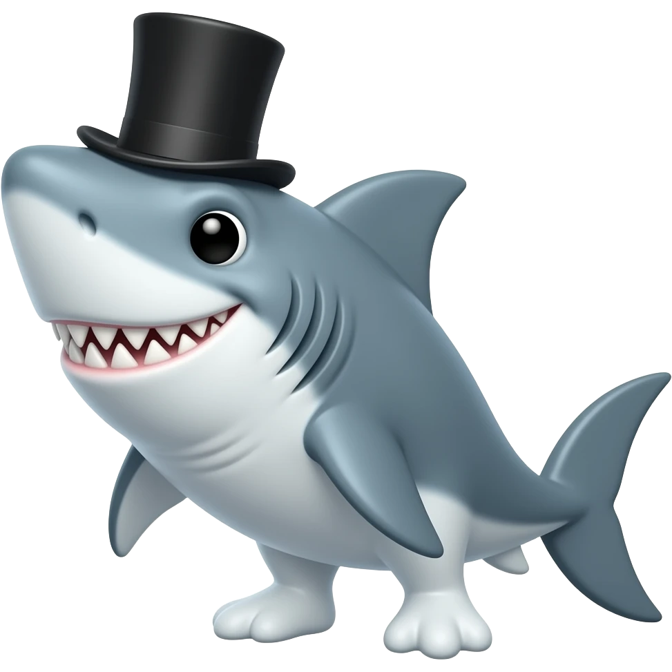 Shark with a top hat emoji