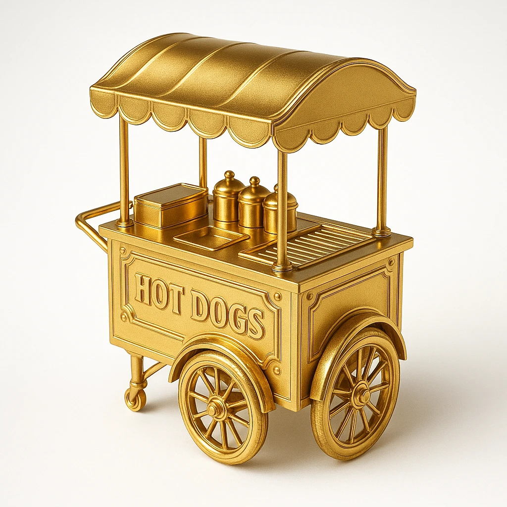hotdog seller in New York with cart emoji