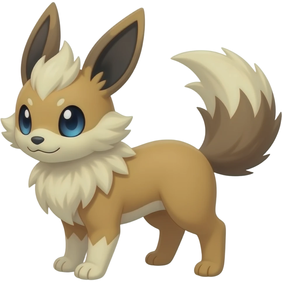 Leafeon-Vaporeon-Furret-fusion-hybrid-animal-creature with tufted ears, tufted tail emoji