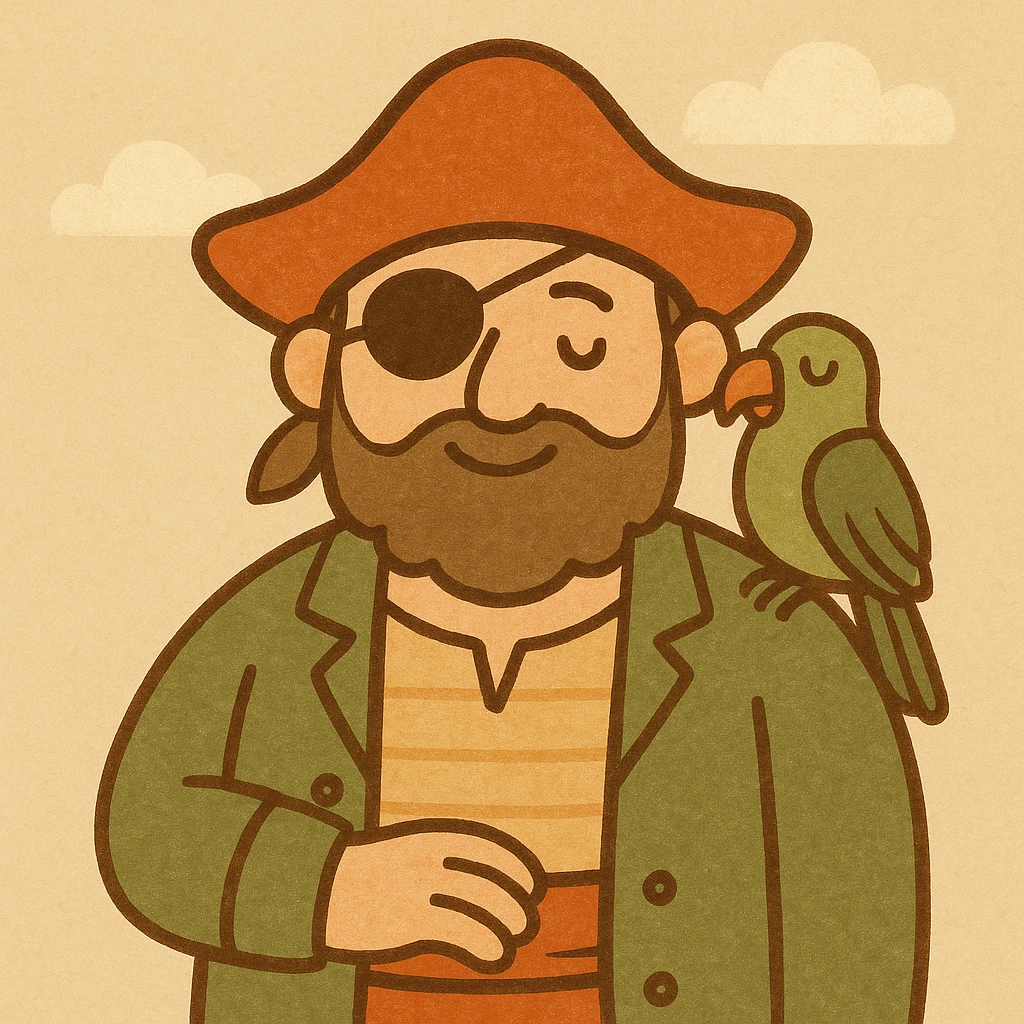 pirate with eye patch and parrot emoji