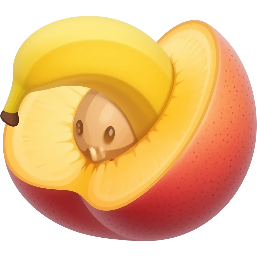Banana in a peach emoji