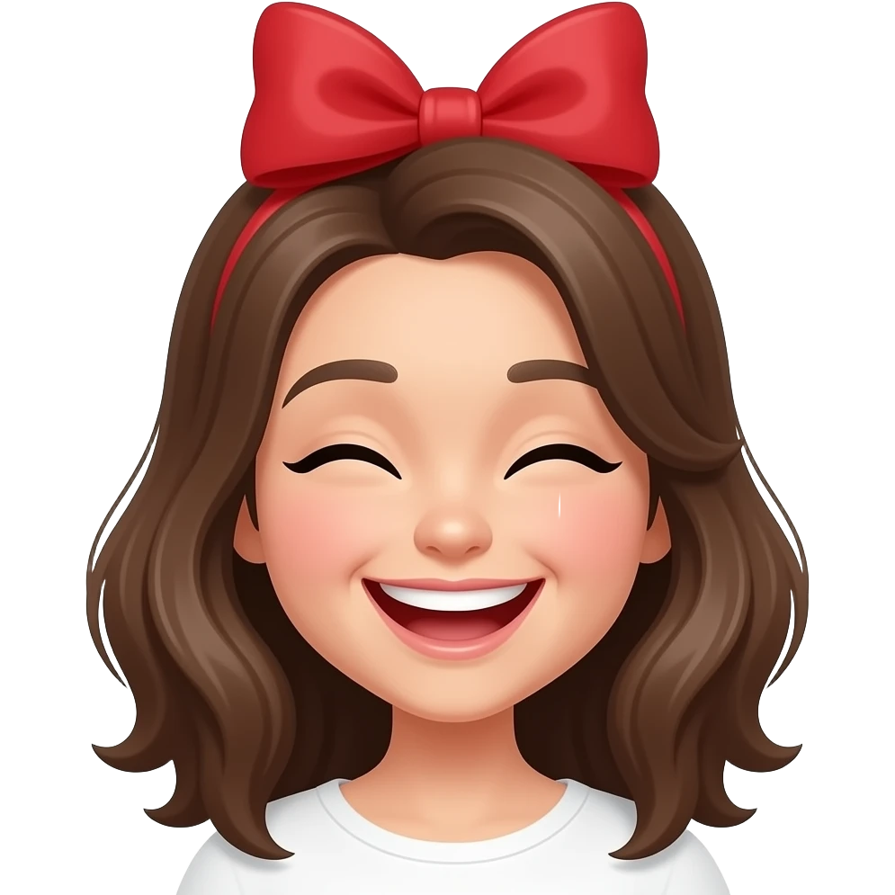 Laughing emoji with bow emoji