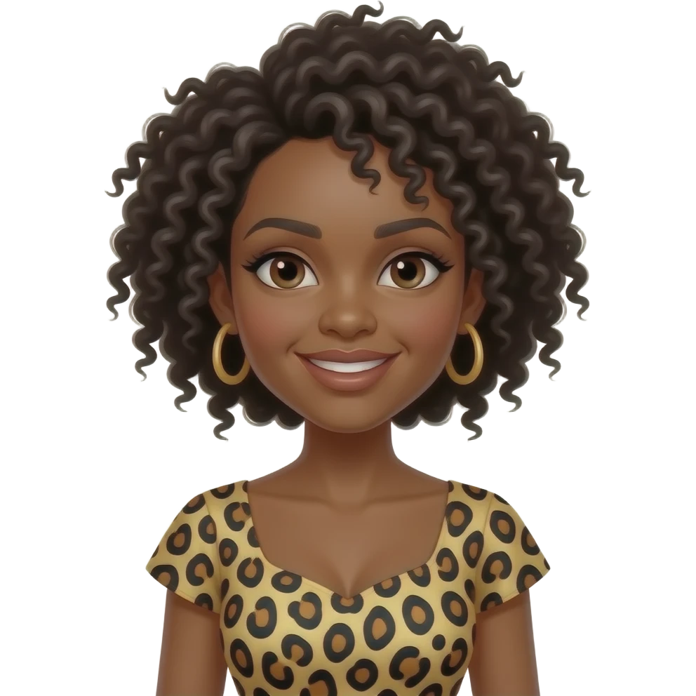 african  woman  with a leopard print dress emoji