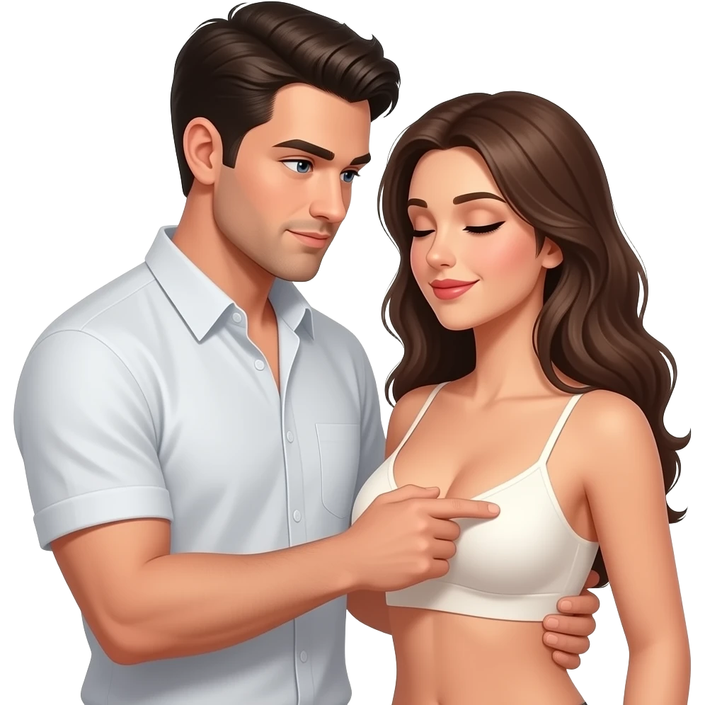 Man touching his wife’s breast in sexy mood emoji