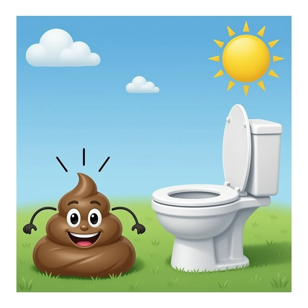 A toilet, taking a punch by a poop with arms emoji
