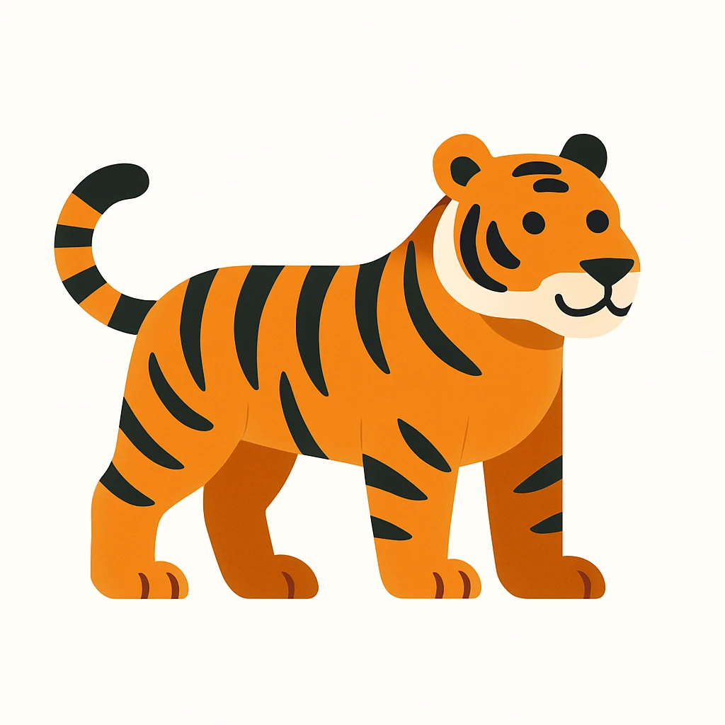 flat design style tiger white background emoji