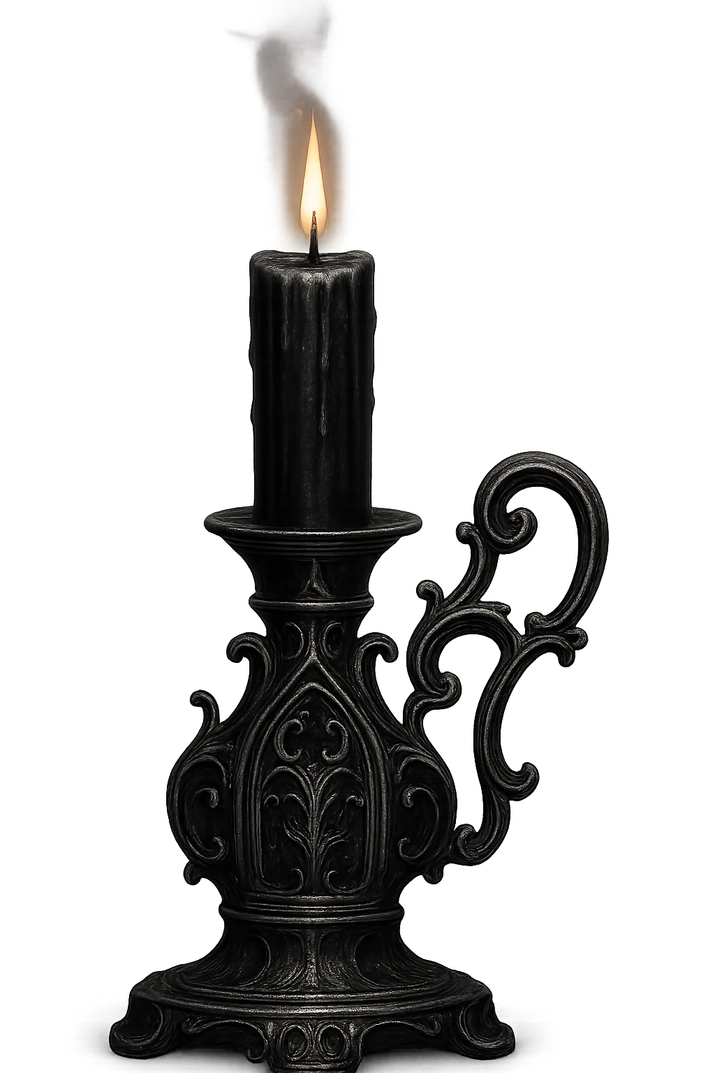 goth object, black candle with silver holder, mysterious emoji