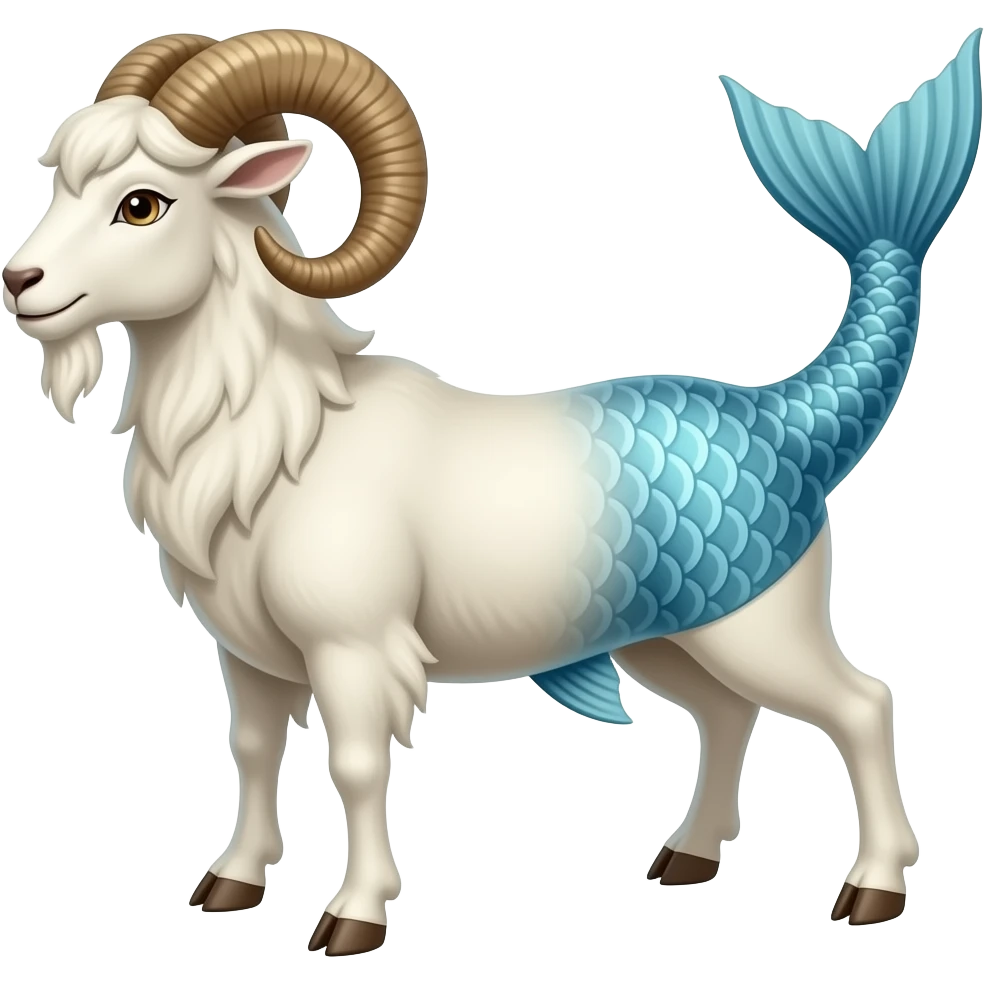 capricorn sea-goat, goat with front legs, a fish tail no hind legs emoji