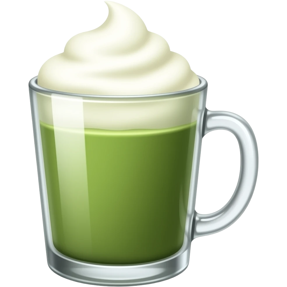 Iced cold matcha latte with vanilla foam emoji