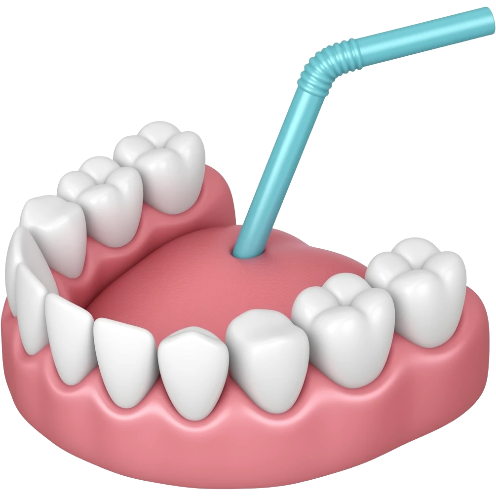 False teeth drinking through a straw emoji