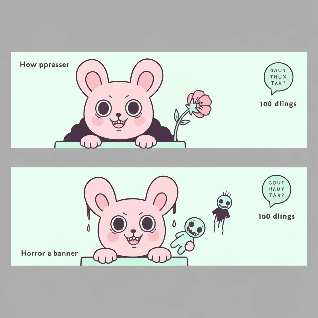 pastel horror banner, cute, expressive, minimal, variation 2 emoji