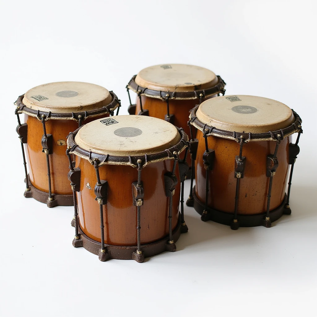 a set of four timpani drums, realistic style emoji