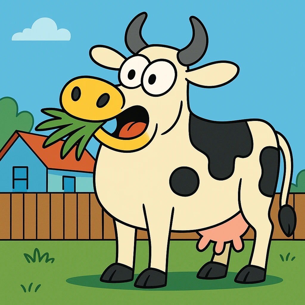 a cow masticating grass emoji