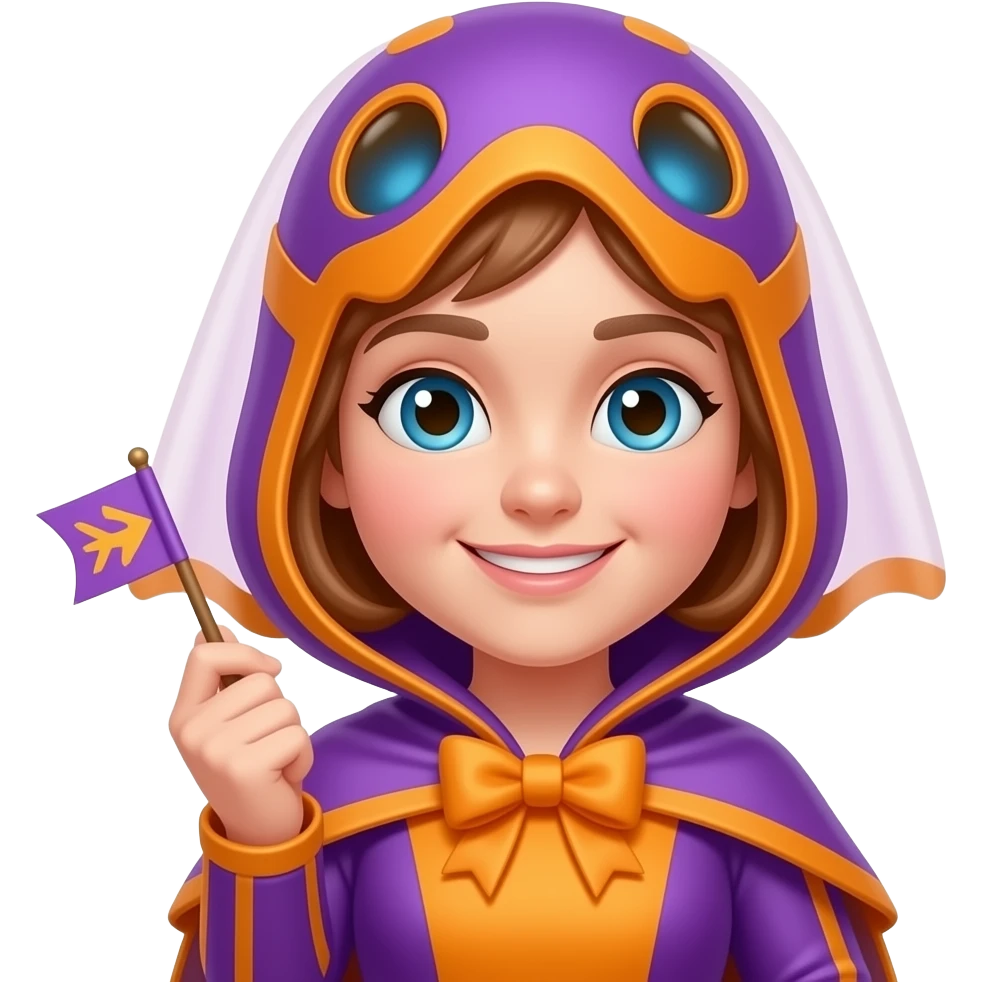 Emoji for the 1st May Day  in purlpe and orange emoji