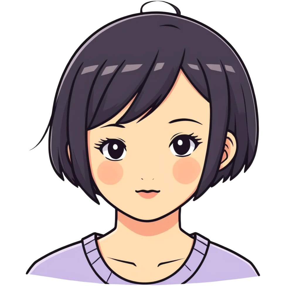 Asian girl with short black hair emoji