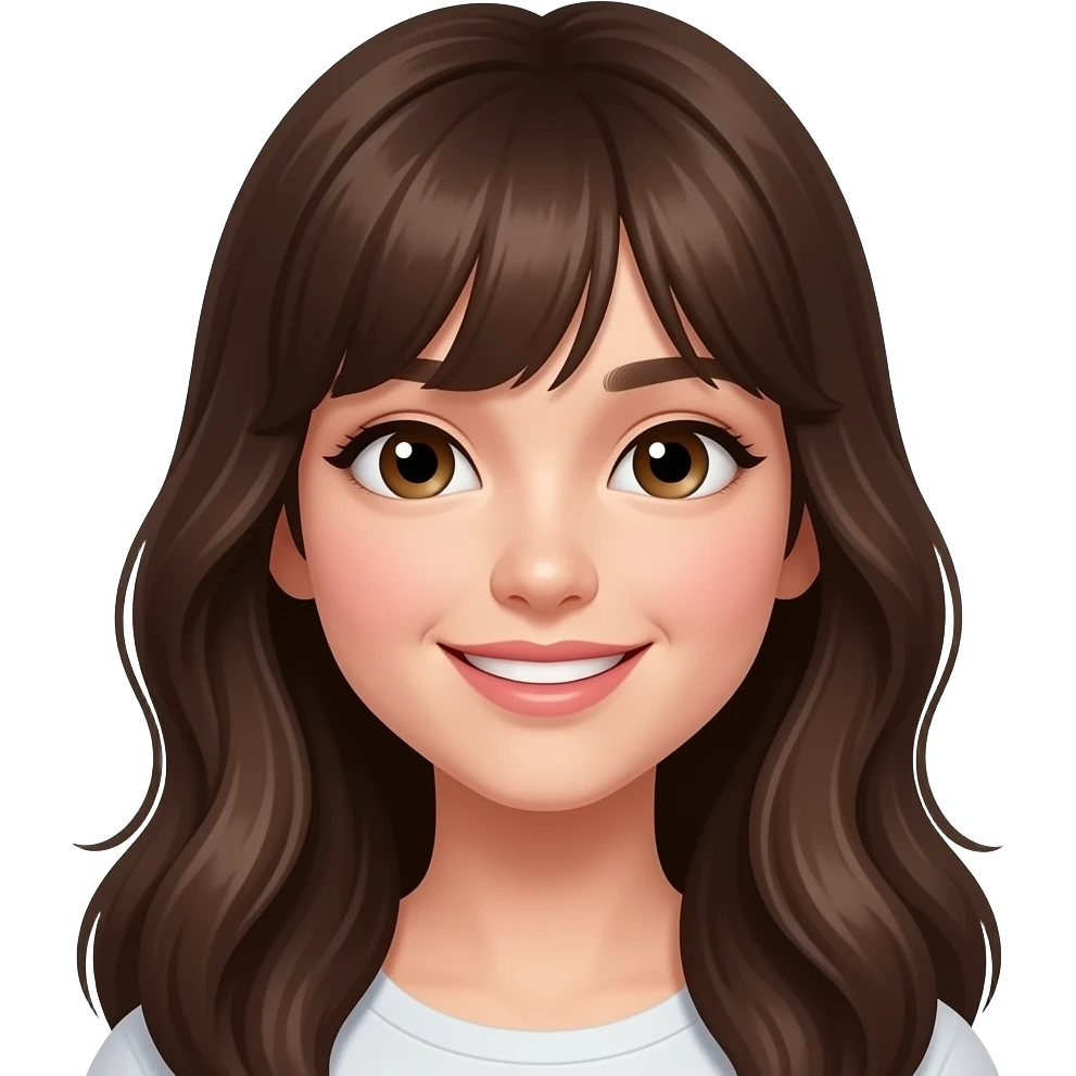 사랑에 빠진 앞머리 있고 긴머리인 여성 만들어줘 emoji