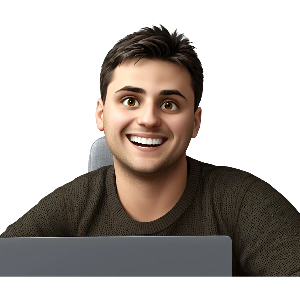 happy boy with laptop emoji