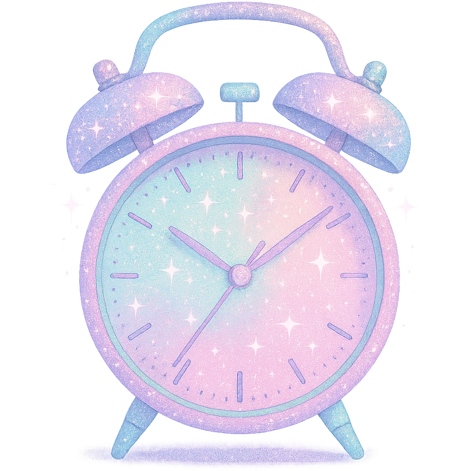 sparkly pastel alarm clock emoji