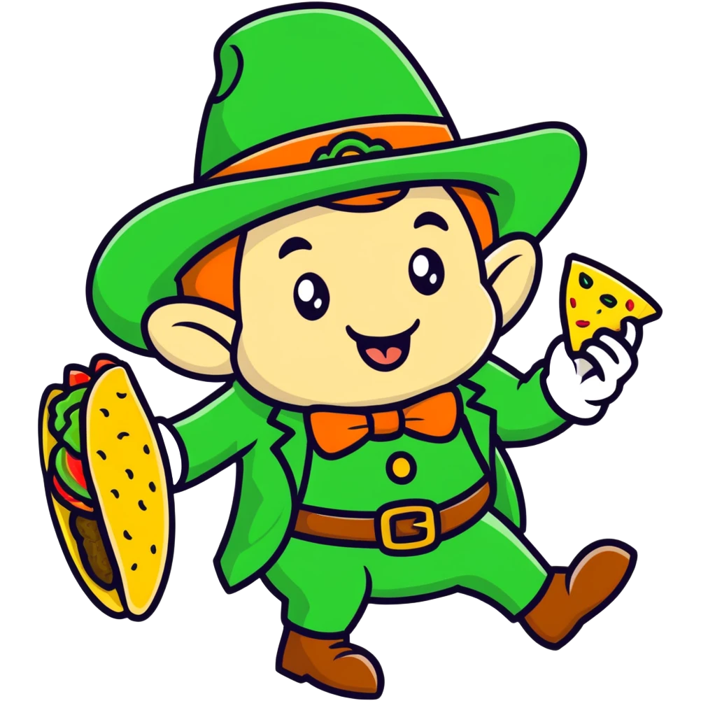 leprechaun eating a taco emoji