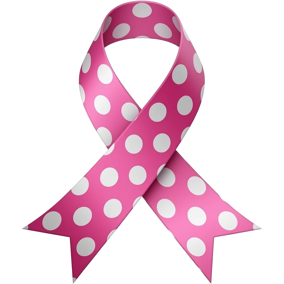 pink ribbon with white polka dots emoji