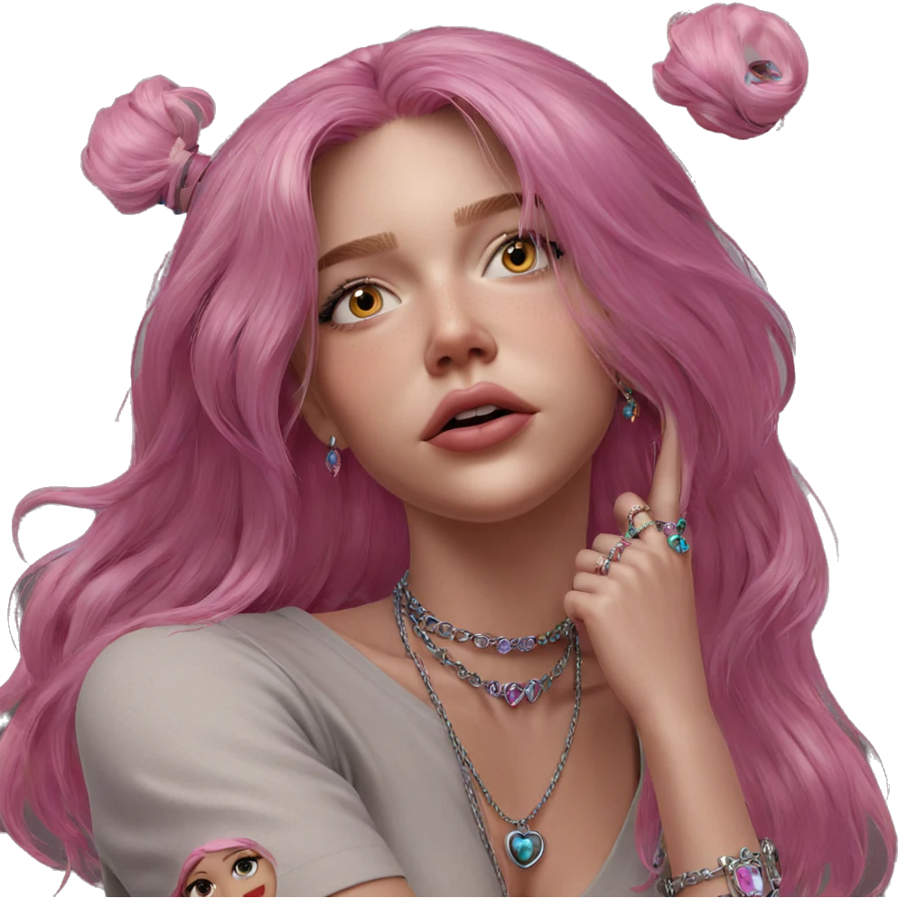 pink haired girl with jewelry emoji