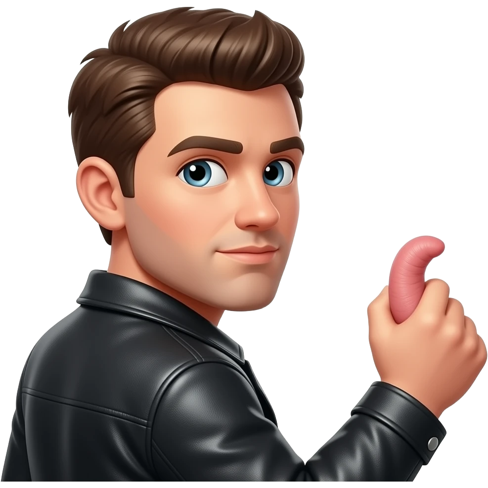 guy holding dick with back light wearing leather emoji