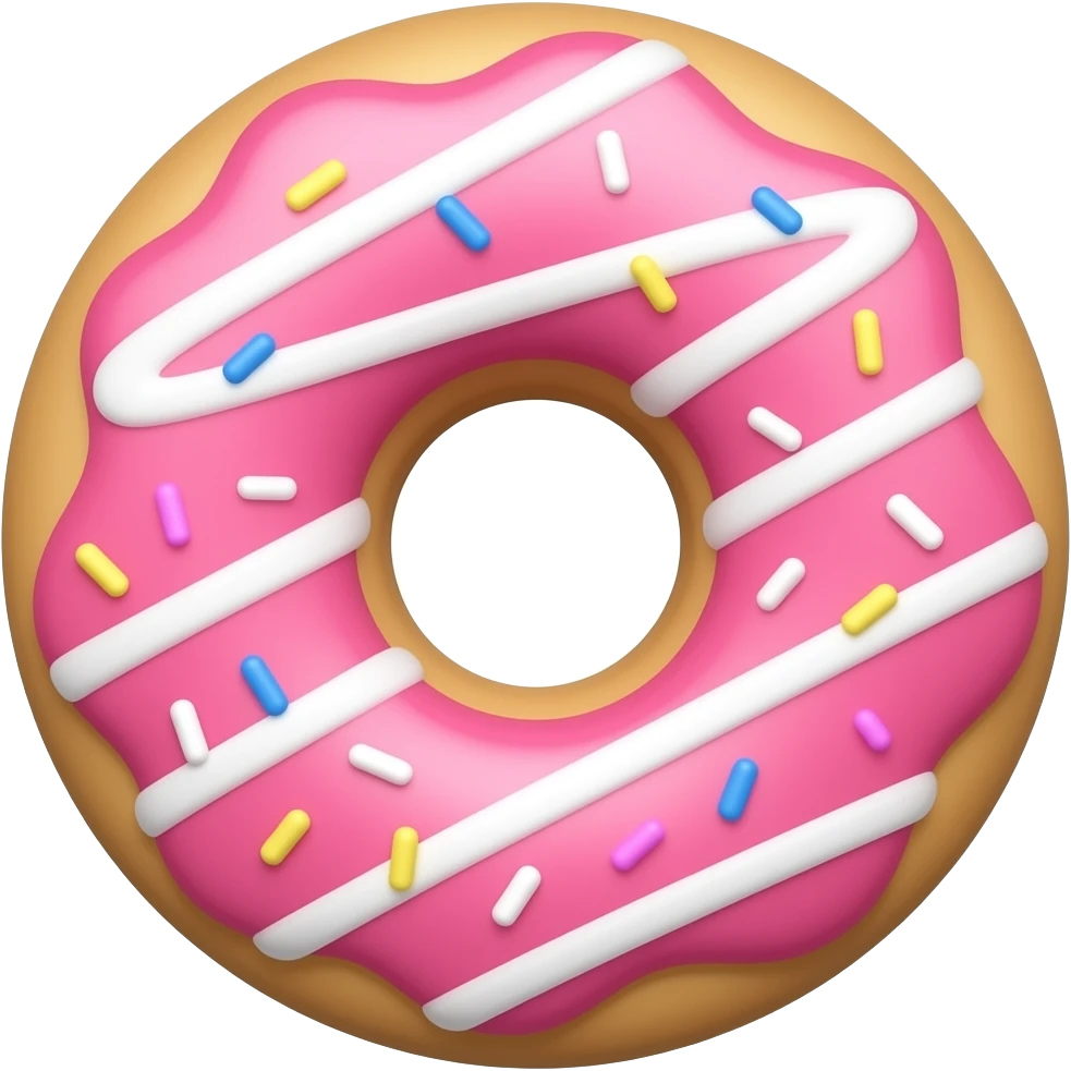 Pink and white sprinkles and drizzle cookie emoji