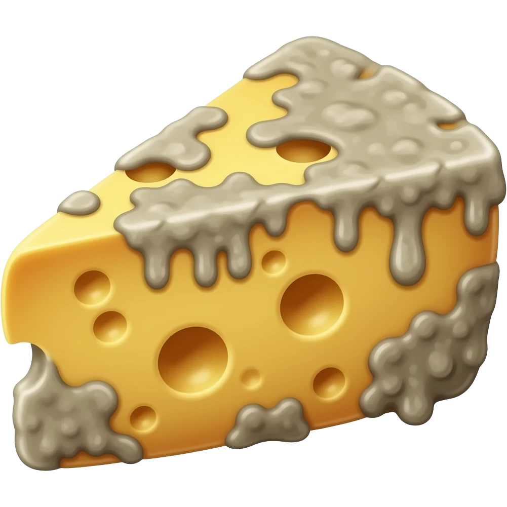 A moldy, rotten, stinky piece of cheese emoji