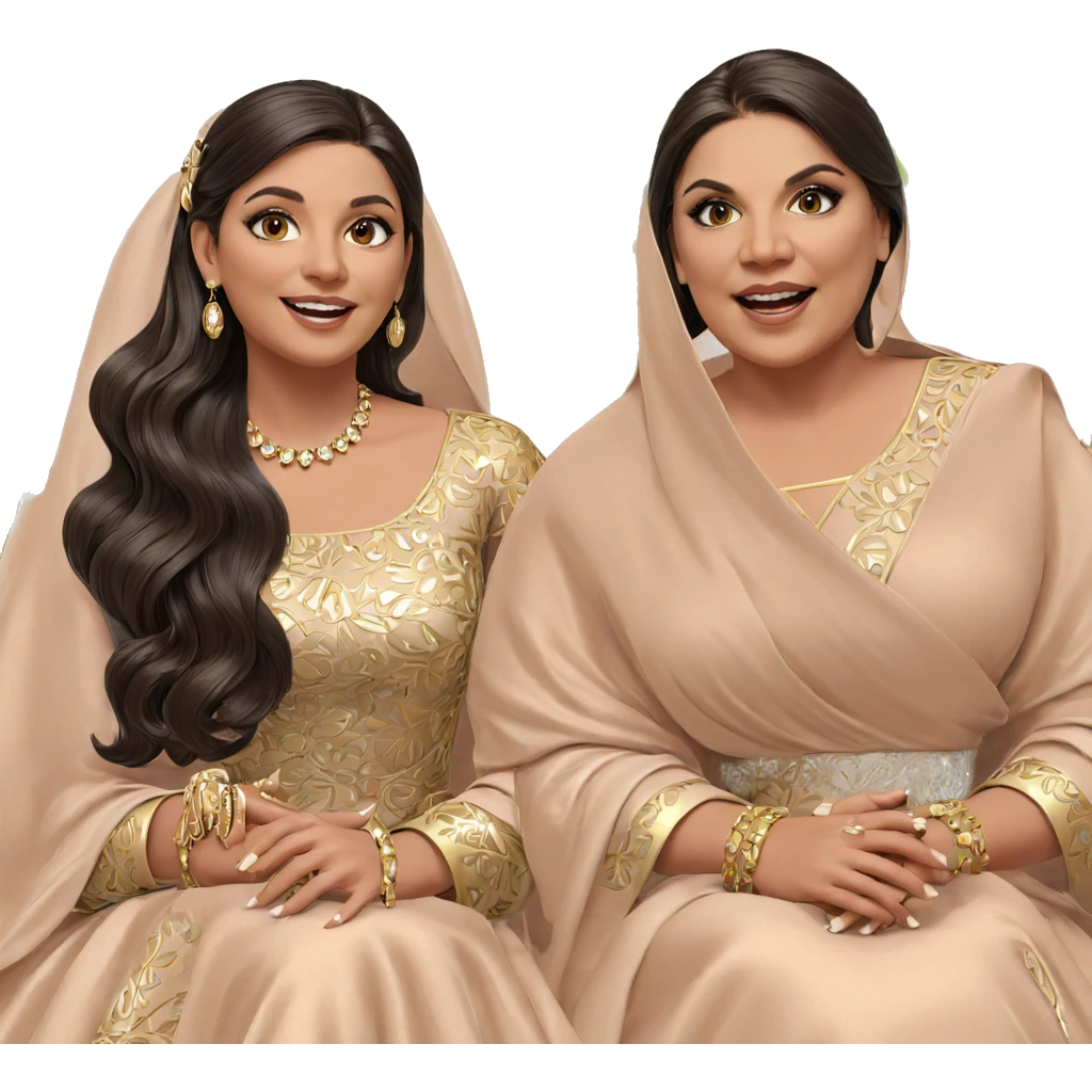 smiling girls in elegant dresses emoji