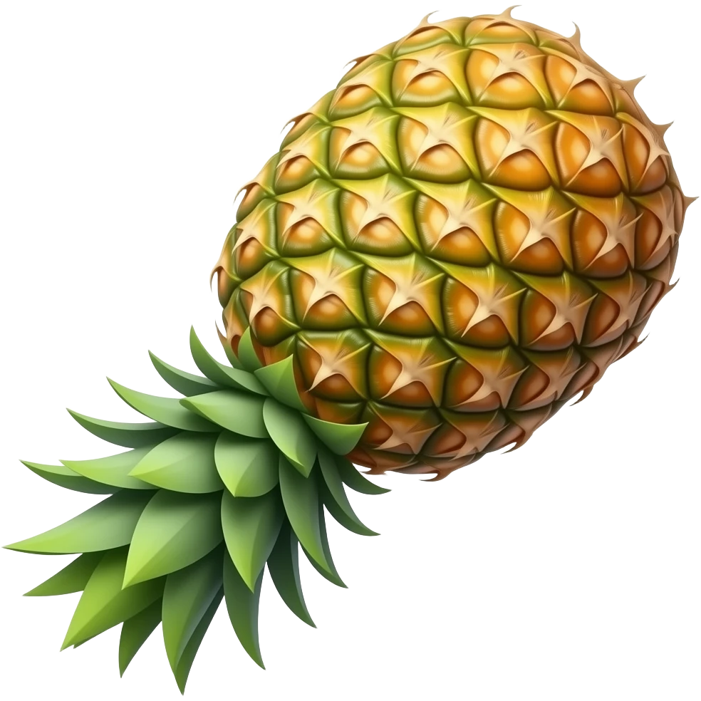 A full entire pineapple flipped 180 degrees clockwise around the x axis emoji