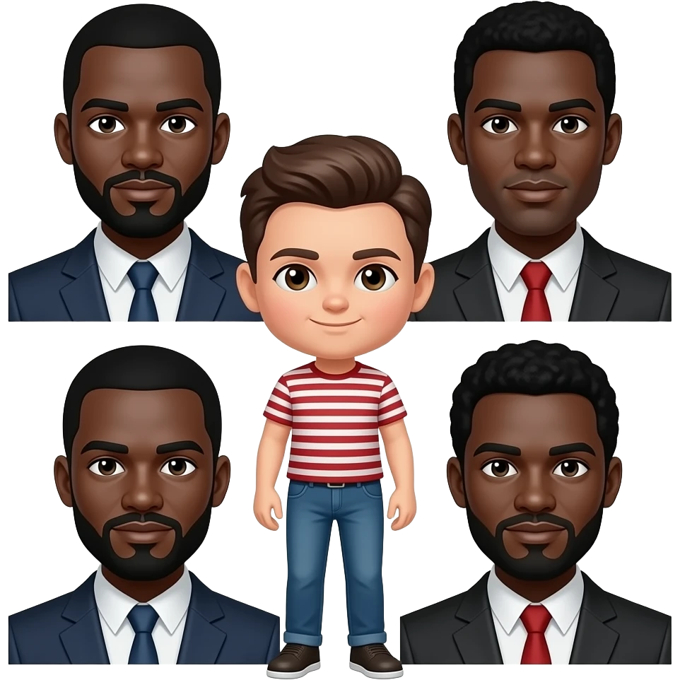 Beş zenci adamın arasınd kalmış veya bir kadın emoji